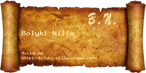Bolyki Nilla névjegykártya